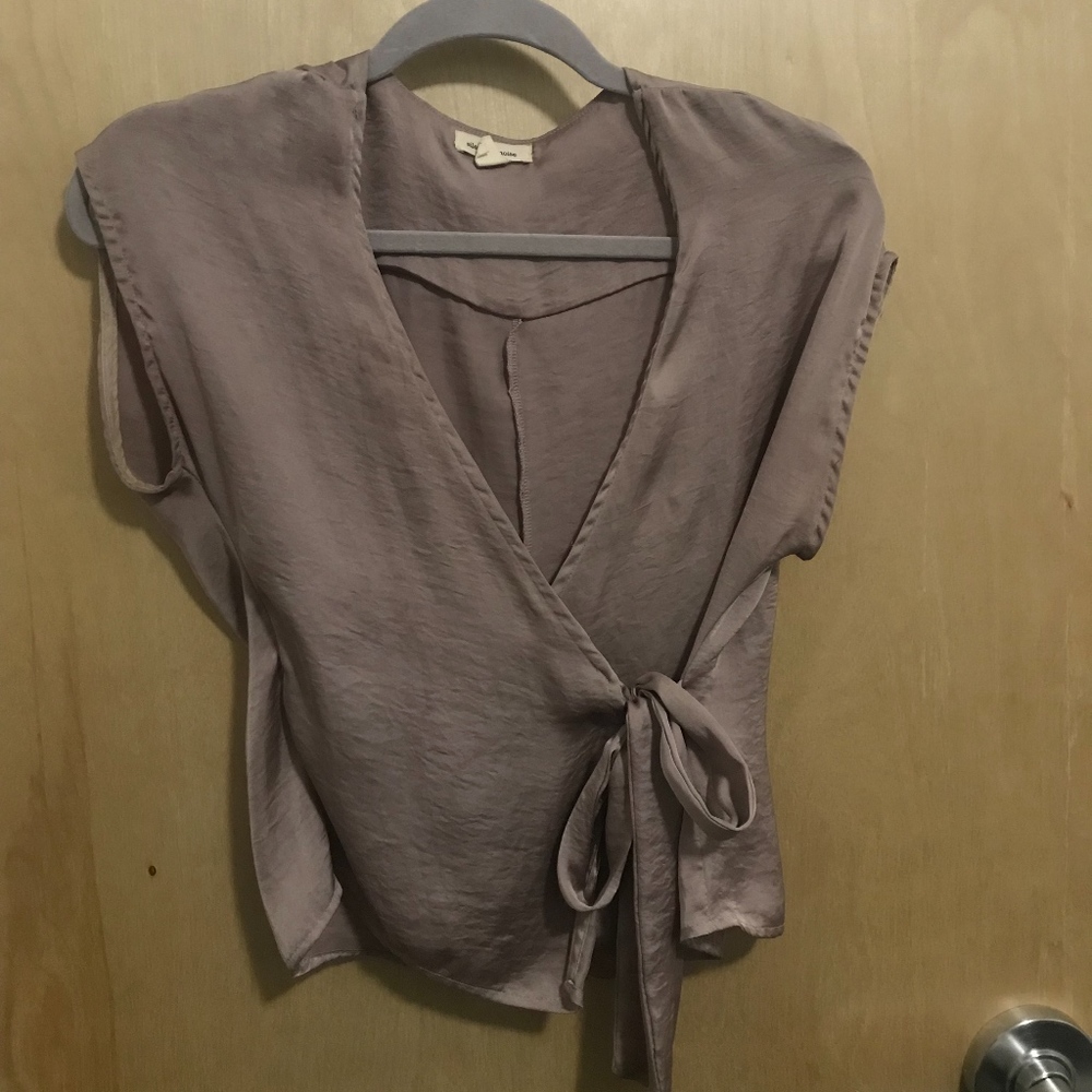 Silence + Noise Satin Wrap Blouse Urban Outfitters